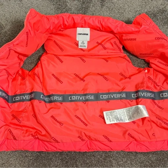 Converse Girls' Bright Pink Quilted Puffer Vest Size 6 Full Zipper w/ Pockets - Picture 5 of 11